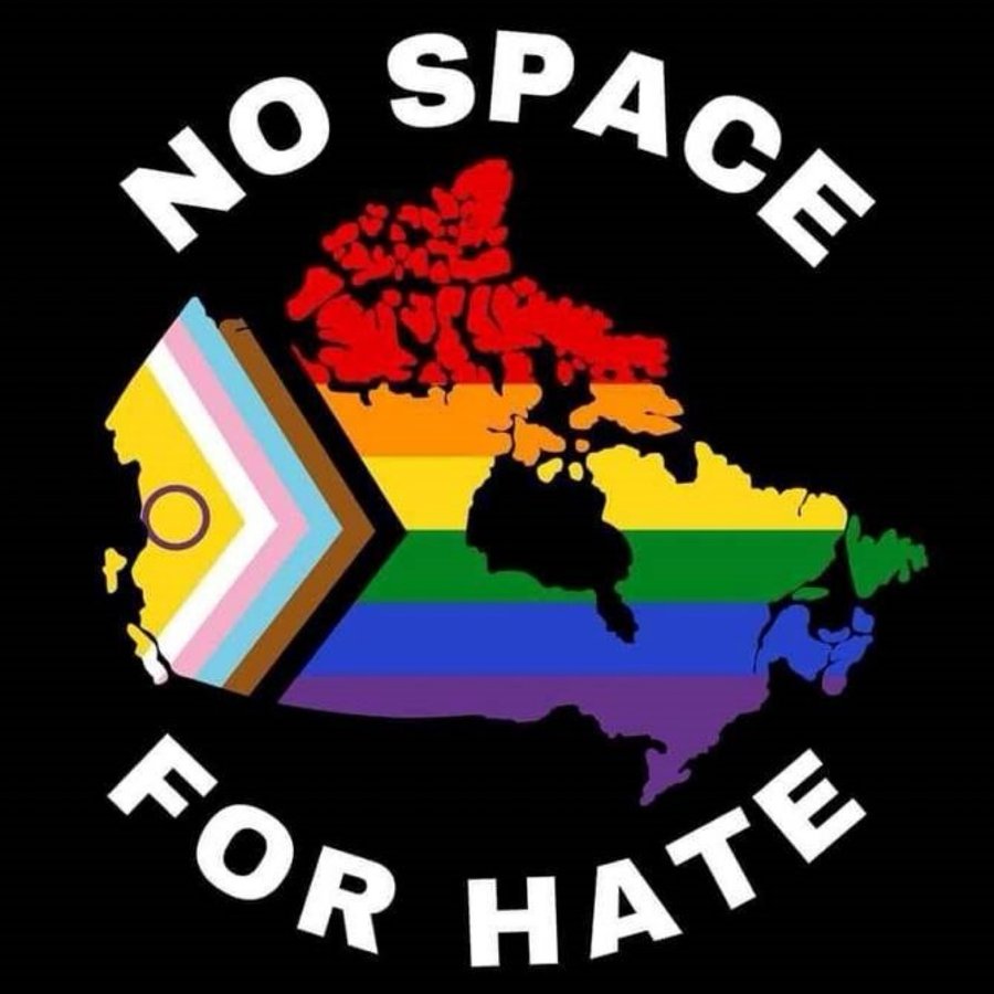 No Space For Hate — rainbow map of Canada signalling a safe and inclusive space